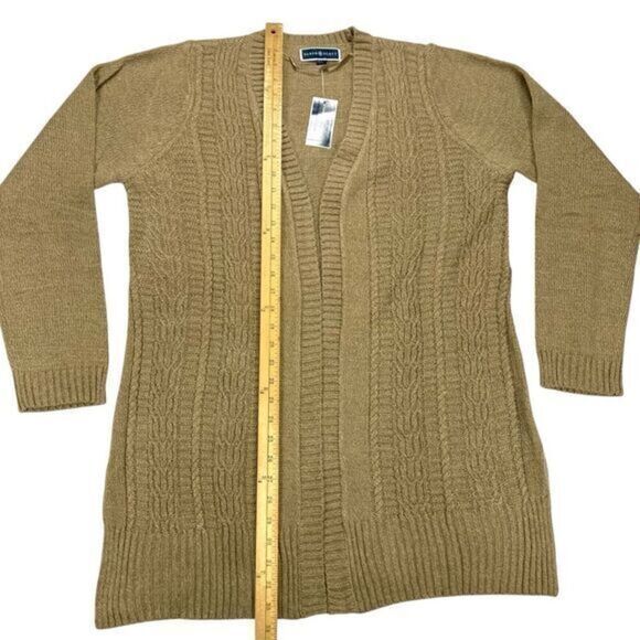 Karen Scott Open-Front Cable-Knit Duster Cardigan XL Chestnut Brown Sweater NEW - Picture 12 of 16